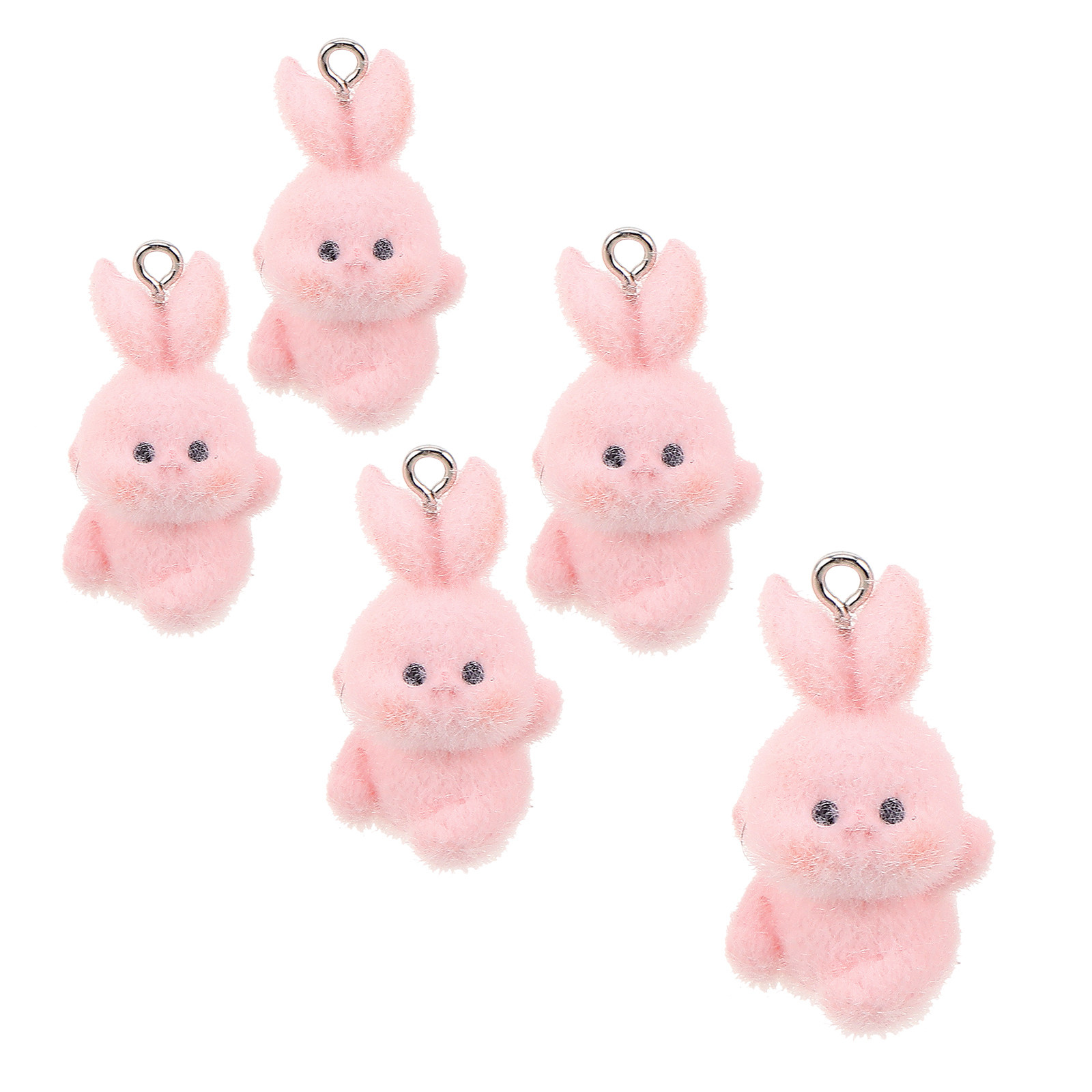 Phone Accessories For Teen Girls - 5Pcs Handmade DIY Bunny Flocking Keychain