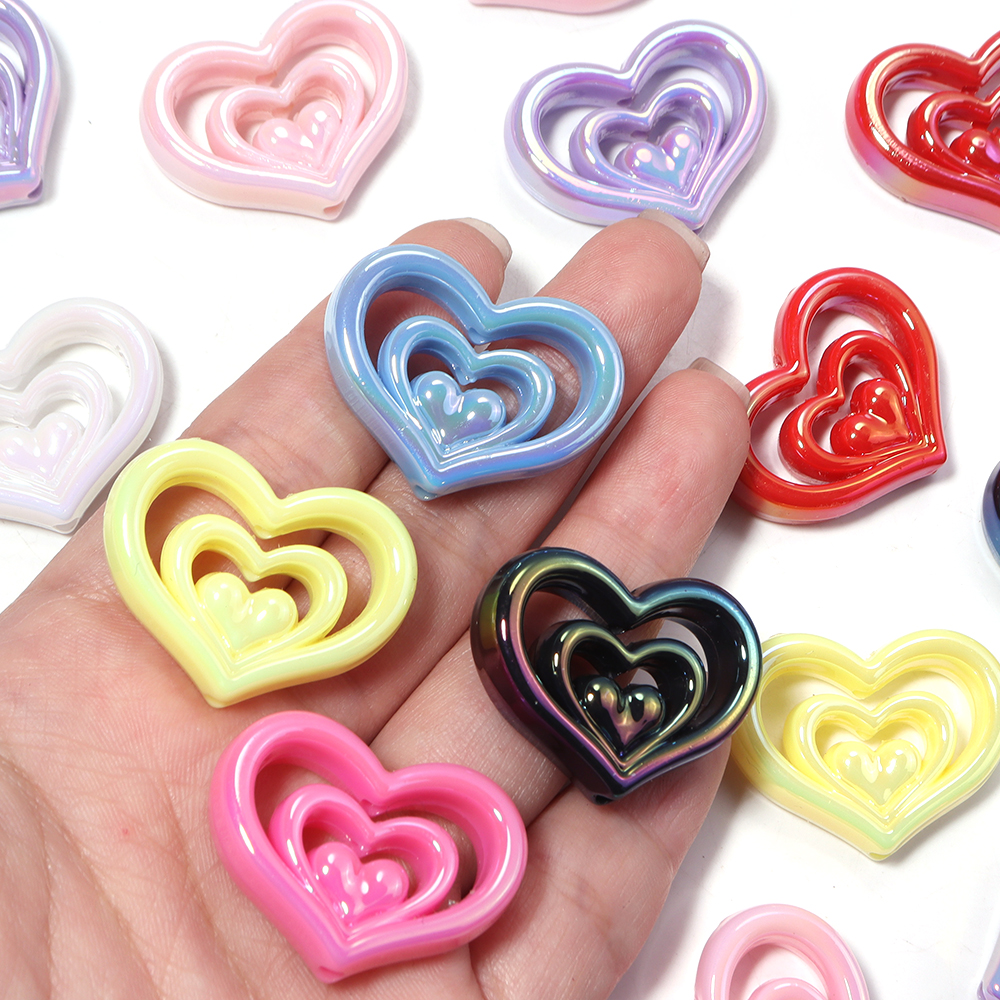 Phone Accessories Jewelry - 5pcs Acrylic Hollow Heart Beads Colorful