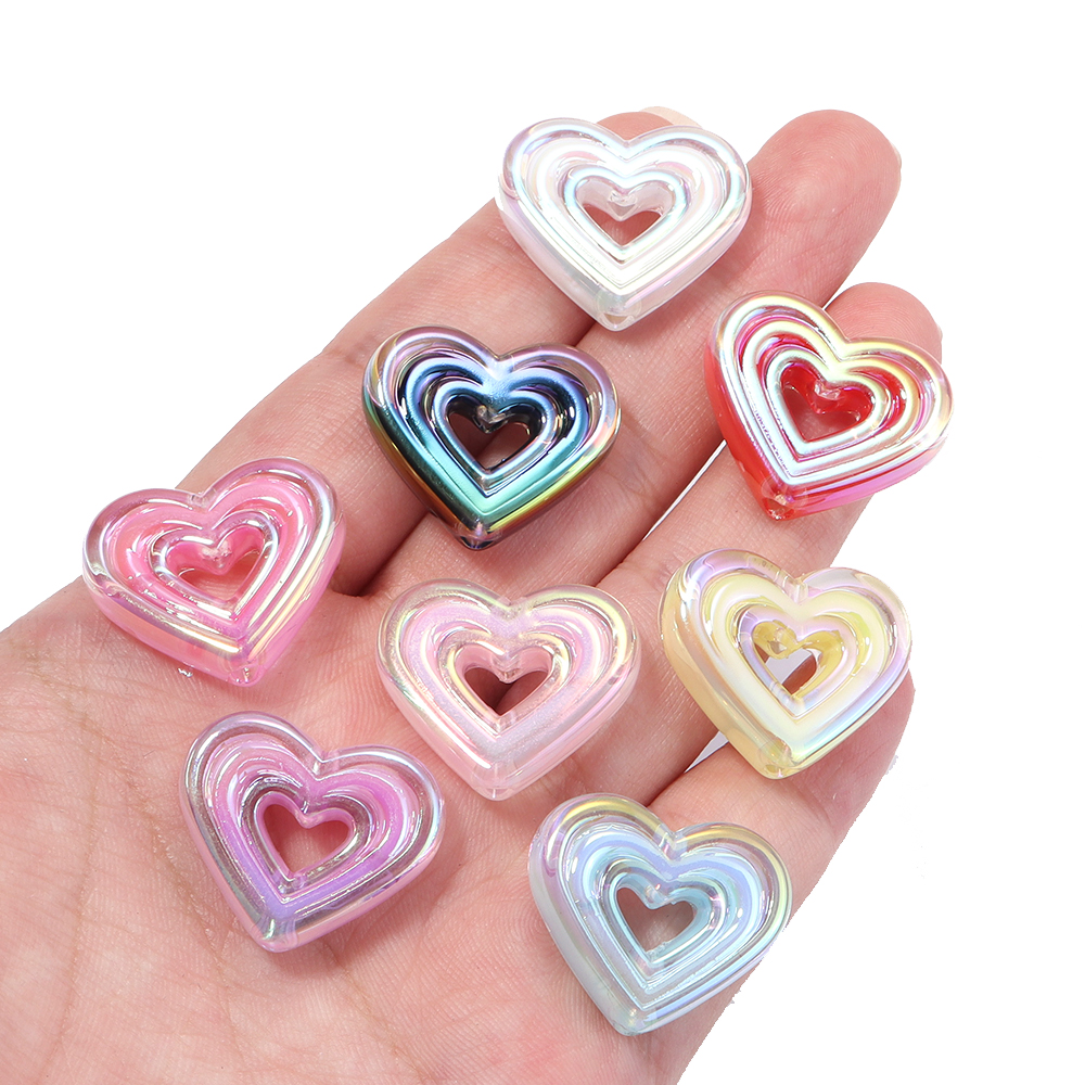 Phone Accessories Jewelry - 10pcs Transparent Heart Vertical Hole Bead