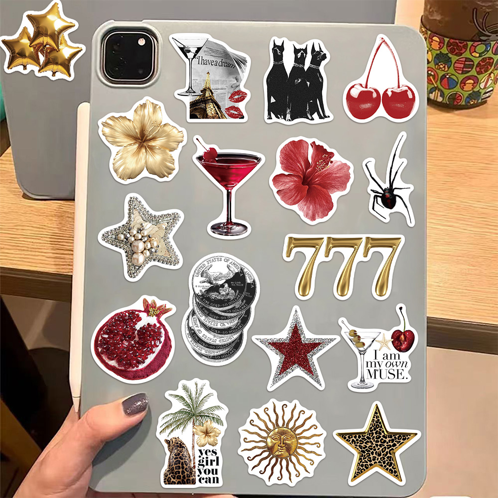 50PCS Gold&Red Series Sticker  - Phone Accessories Red avis et prix