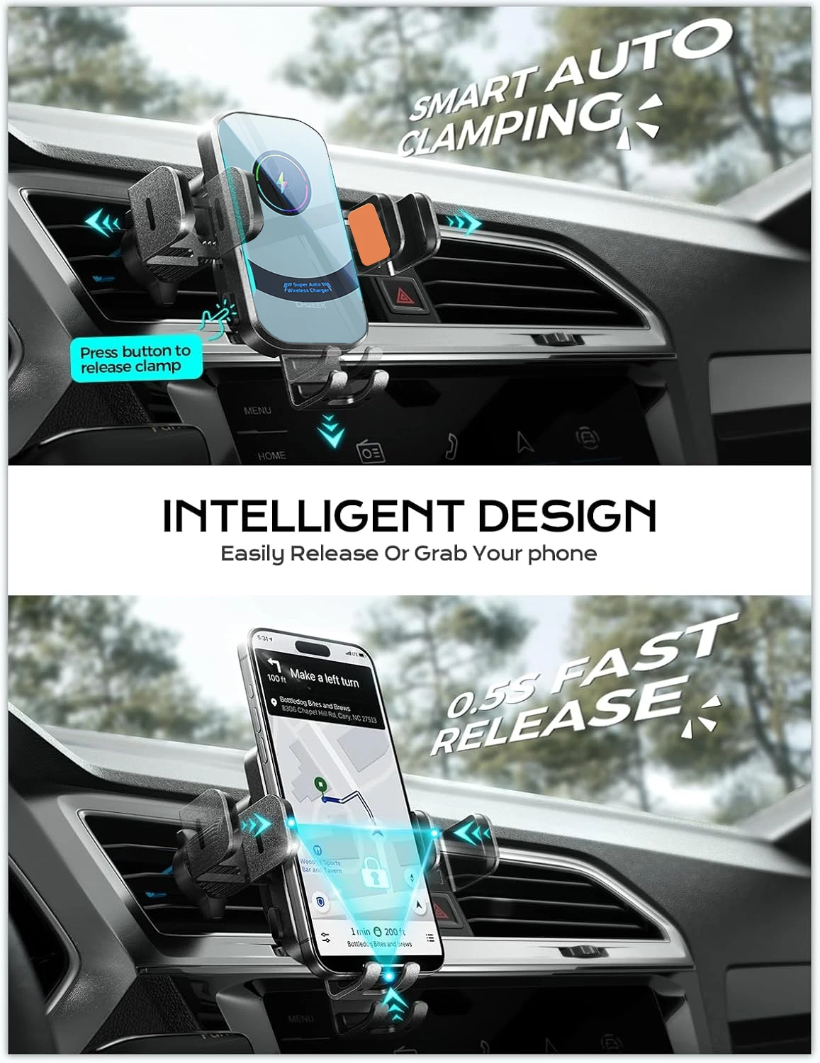 UYUXIO Wireless Car Charger Su - Phone Cooling Fan avis et prix