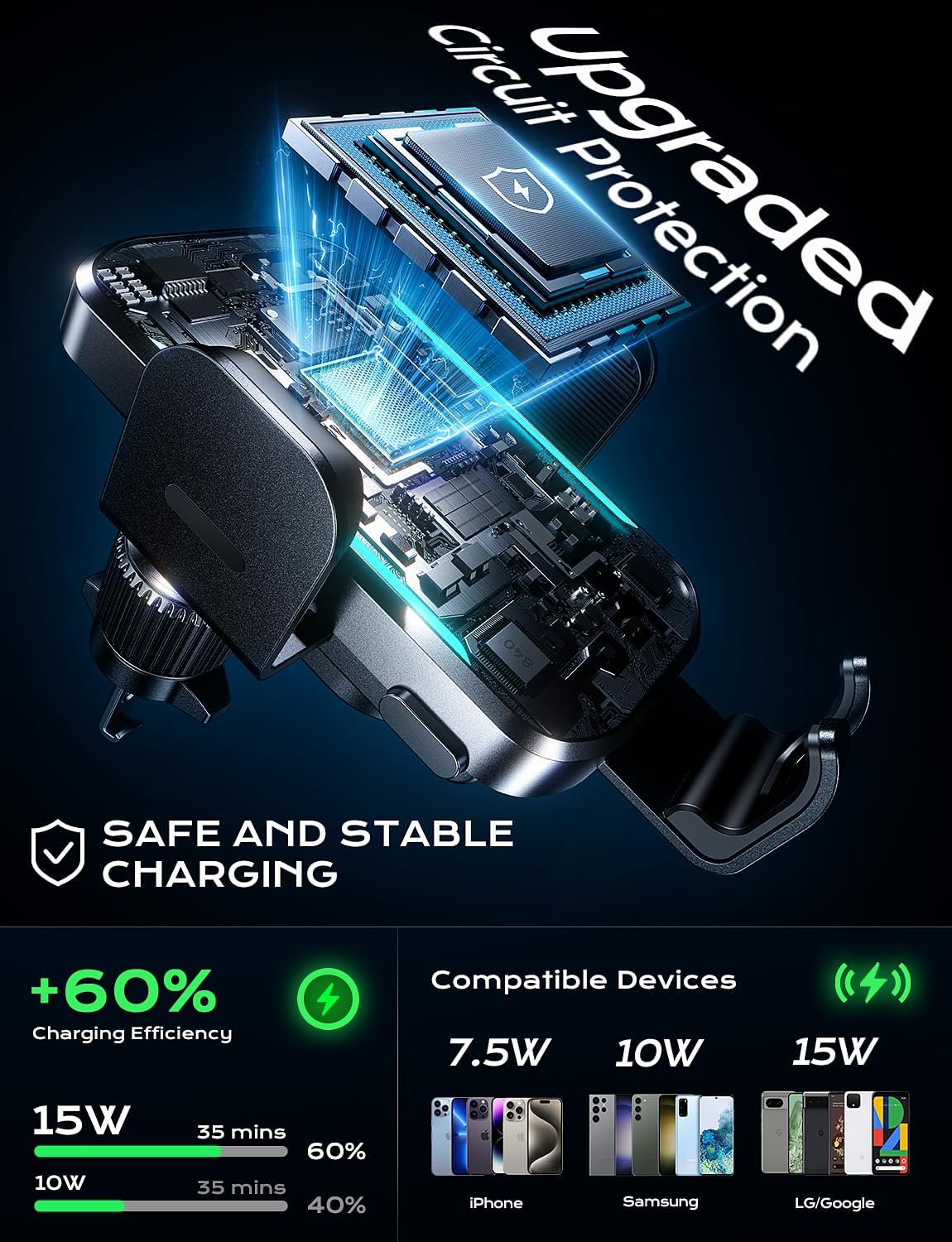 UYUXIO Wireless Car Charger Su - Phone Cooling Fan avis et prix