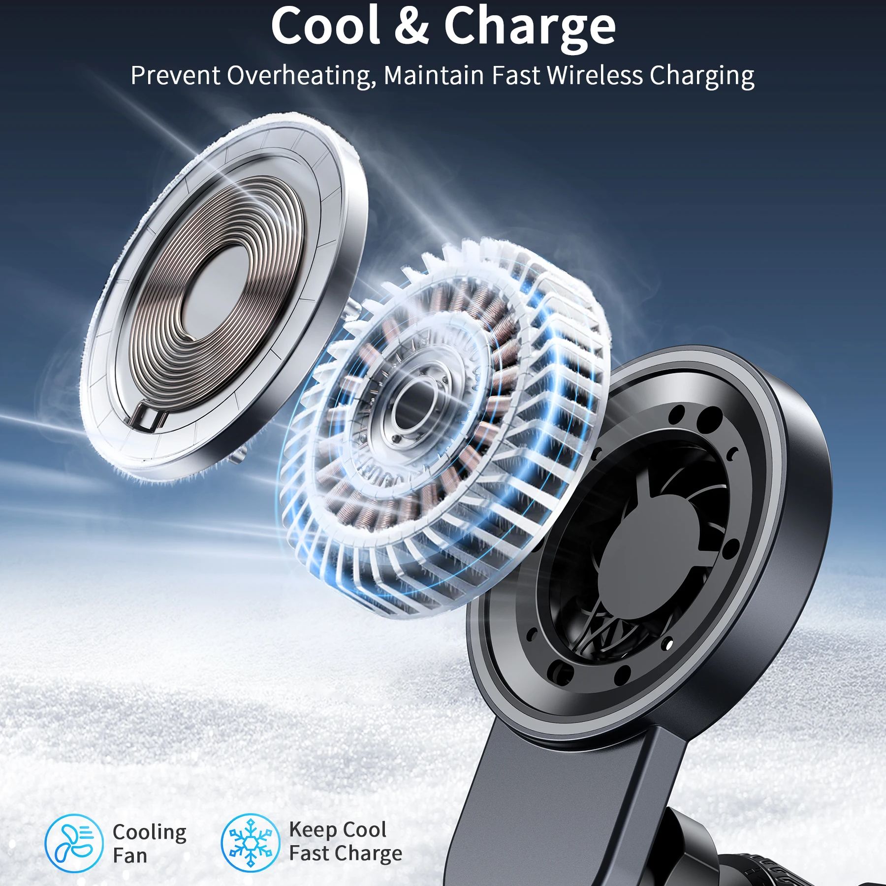 Magnetic Wireless Car Charger  - Phone Cooling Fan avis et prix