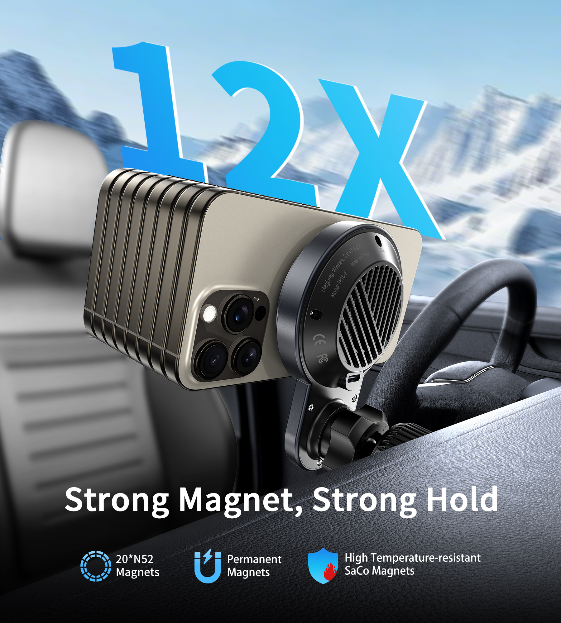Magnetic Wireless Car Charger  - Phone Cooling Fan avis et prix