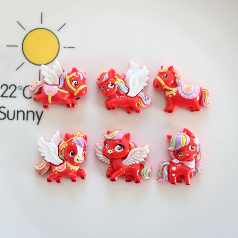 10Pcs Red Winged Horse Flat Ba - Phone Accessories Red avis et prix