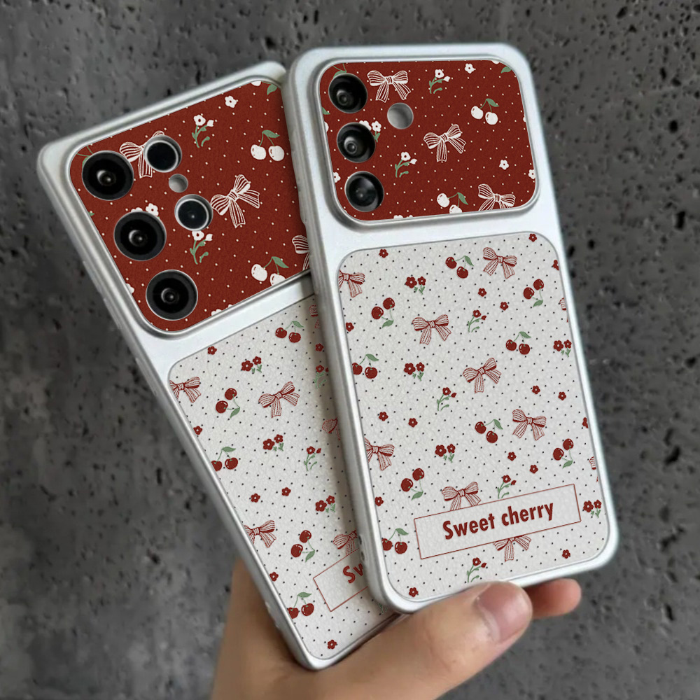Red Cherry Bow And Flower Leat - Phone Accessories Red avis et prix