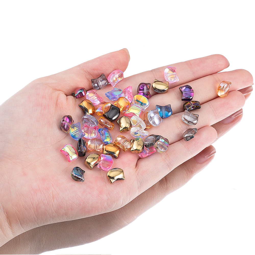 50pcs Colorful Cat Head Glass  - Phone Accessories Jewelry avis et prix