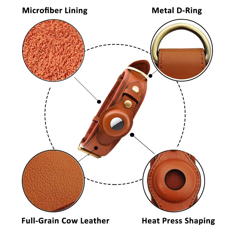 Leather Dog Collar with Tracke - Airtag Holder Case avis et prix