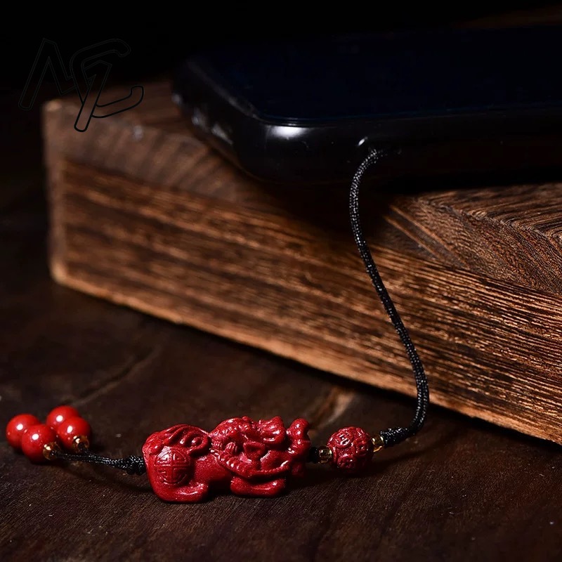Natural Red Cinnabar Goldfish  - Phone Accessories Red avis et prix