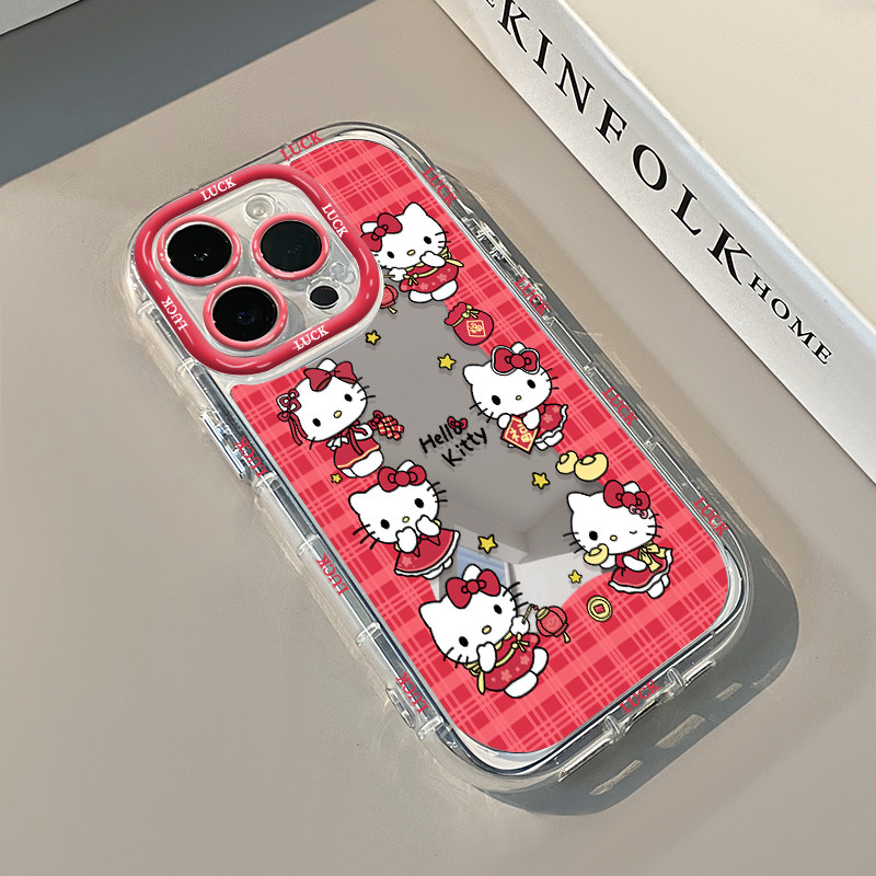 Cute Cartoon Kitty Red plaid P - Phone Accessories Red avis et prix