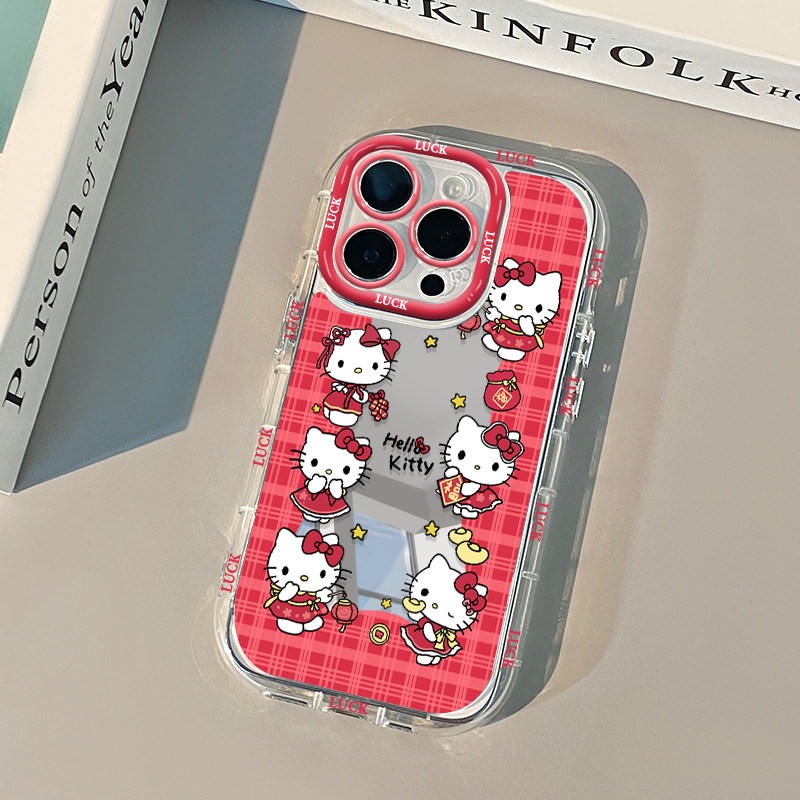 Cute Cartoon Kitty Red plaid P - Phone Accessories Red avis et prix