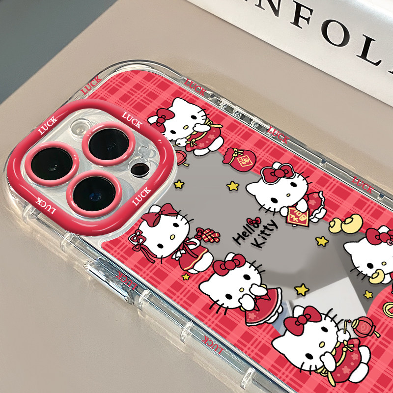 Cute Cartoon Kitty Red plaid P - Phone Accessories Red avis et prix