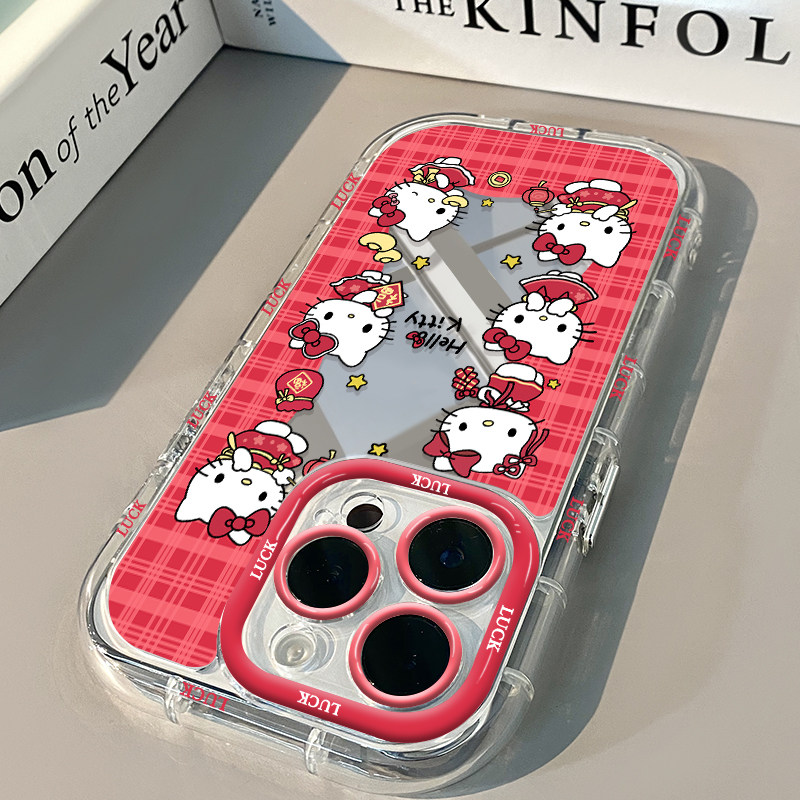 Cute Cartoon Kitty Red plaid P - Phone Accessories Red avis et prix