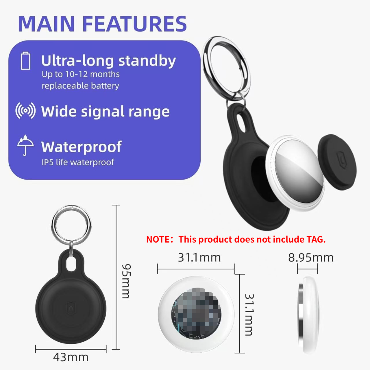 Upgraded Silicone Waterproof A - Airtag Holder Case avis et prix
