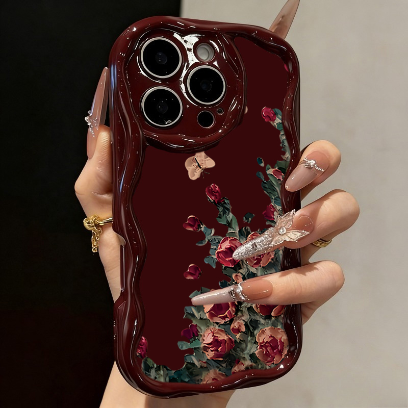 Retro Oil Painting Flower Patt - Phone Accessories Red avis et prix