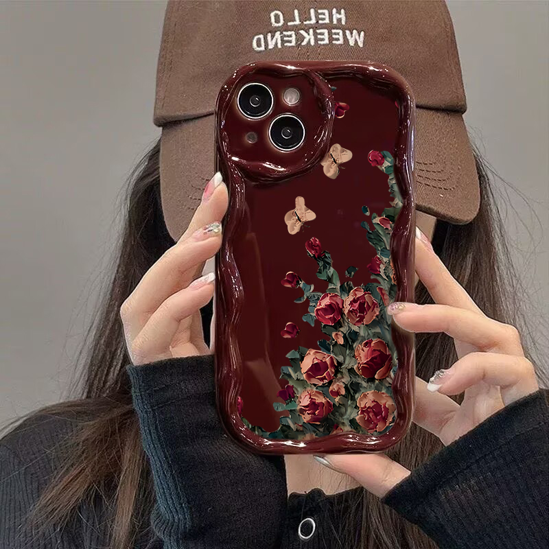 Retro Oil Painting Flower Patt - Phone Accessories Red avis et prix