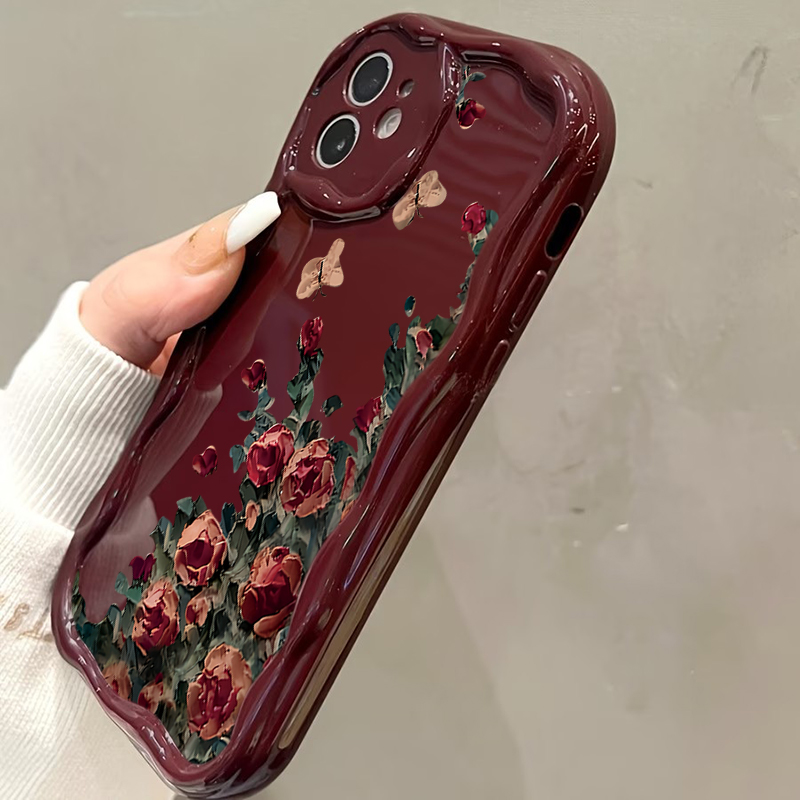 Retro Oil Painting Flower Patt - Phone Accessories Red avis et prix