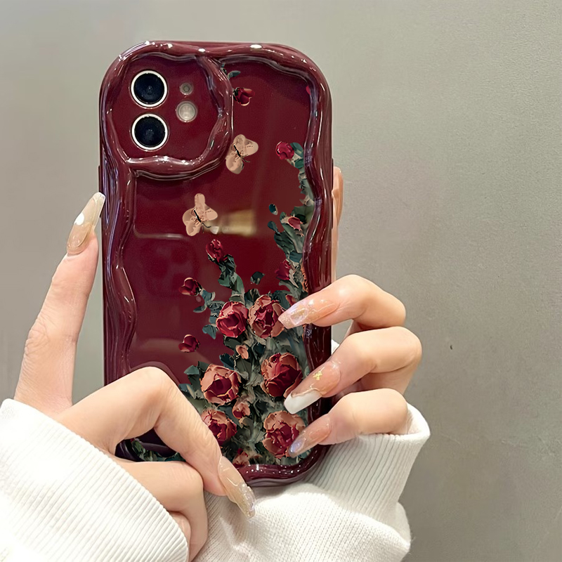 Retro Oil Painting Flower Patt - Phone Accessories Red avis et prix